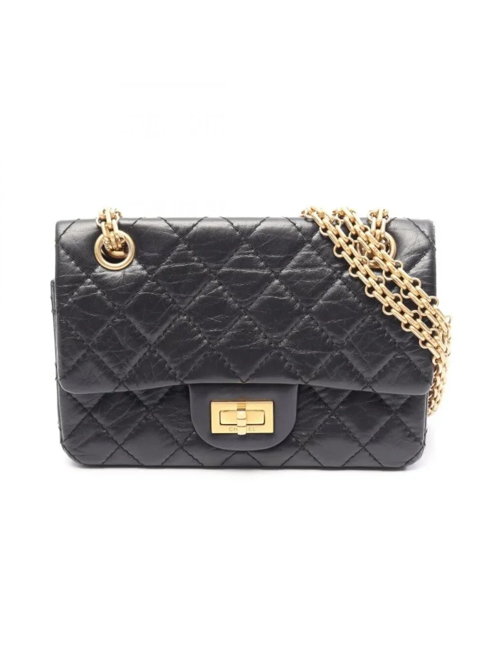 Chanel Shoulder Bag 2.55 Mini Quilted Black Calf Chain
